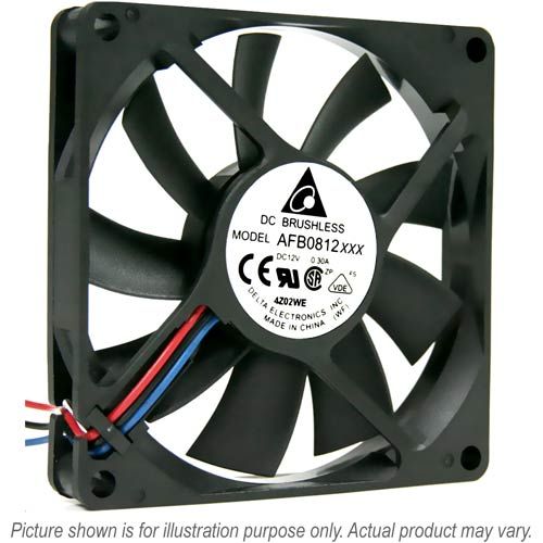 AFB0812SHB-R00, 80x80x15mm, 12 VDC, 0.27 A, 3.24 W, locked rotor sensor, ball bearing, axial, 4000 RPM, 3 wire leads, dc fan, delta fan, cooling fan