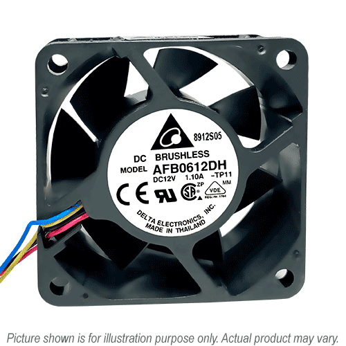 AFB0612EH-ABR00, 60x60x25.4mm, 12 VDC, 0.38 A, 4.56 Watts, 6800 RPM, 3 wire leads, Locked Rotor Sensor, ball bearing, axial, dc fan, delta fan