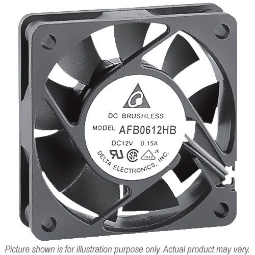 AFB0624HB, 60x60x15mm, 24 VDC, 0.08 A, 1.92 Watts, 4000 RPM, 2 wire leads, ball bearing, axial fan, dc fan, delta fan