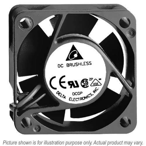 EFB0412HA-R00, 40x40x10mm, 12 VDC, 0.08 A, 1.44 W, 6000 RPM, 3 lead wires, ball bearing, axial, dc fan, delta