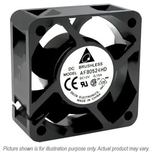 AFB0524HHB, 50x50x15mm, 24VDC, 0.08A, 1.92 Watts, 6400 RPM, 2 lead wires, ball bearing, axial, dc fan, delta