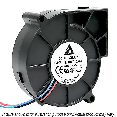 BFB0724L, blower, Rounded Rect-75.7mm, 30mm width, 24 VDC, 0.05 A, 1.20 Watts, 1900 RPM, 2 lead wires, dc fan, delta