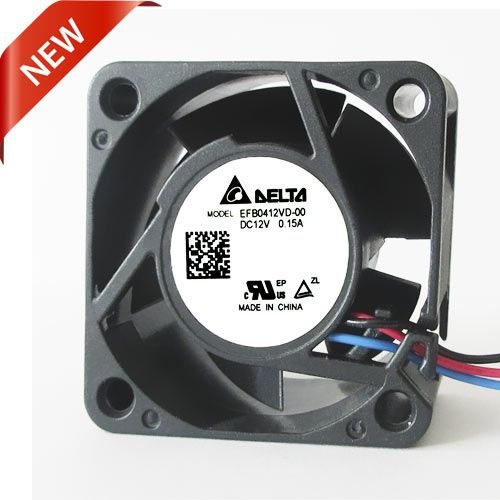 EFB0412VD-00, 40x40x28mm, 12 VDC, 0.15 A, 1.20 Watts, 8200 RPM, 3 wires lead, Closed Type Motor, ball bearing, axial, dc fan, delta fan