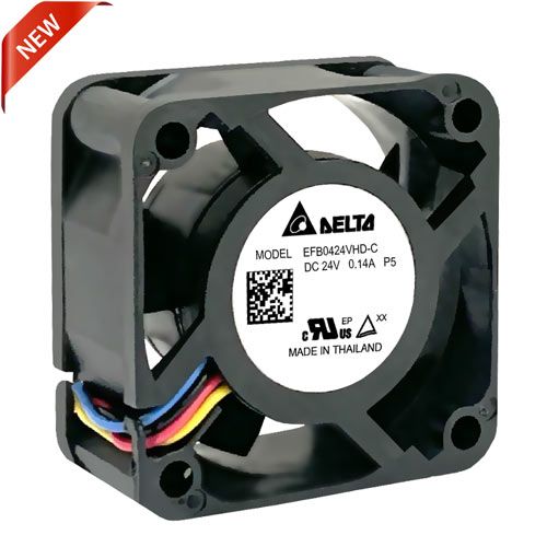 EFB0424VHD-CP5, 40x40x20mm, IP55, 24 VDC, 0.06 A, 1.44 Watts, 9000 RPM, 4 lead wires, ball bearing, axial fan, closed type motor, DC fan, delta fan