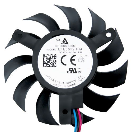 ASB0412VHA-AF0B, frameless fan, Round-56.0 x 10.70mm, 12VDC, 0.20 A, 2.40 Watts, 4800 RPM, Speed Sensor (Tach), 3 lead wires, ball bearing, axial fan, dc fan, delta