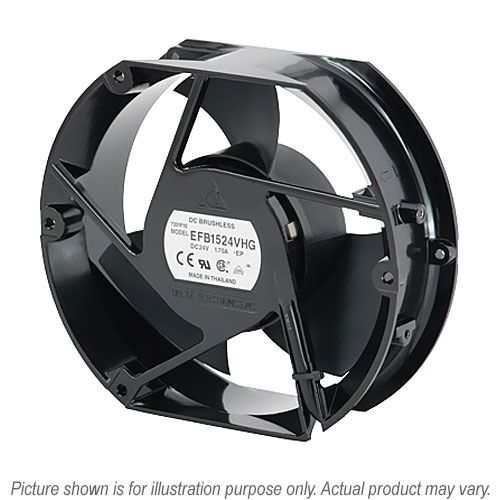 EFB1548HG, Rounded/Rect-172x150x50.8mm, 48 VDC, IP54, 0.31 A, 14.88 W, ball bearing, axial, 3350 RPM, 2 wire leads, dc fan, delta fan
