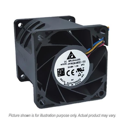PFR0648SE-00EP3, 60x60x38mm, 48VDC, PWM speed control, Locked Rotor Protection, 0.60 A, 28.80 Watts, 19500 RPM, 4 lead wires, ball bearing, axial, dc fan, delta