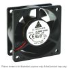 AUB0612H, 60x60x25mm, 12 VDC, 0.06 A, 1.44 Watts, 4250 RPM, 2 lead wires, ball bearing, axial, dc fan, delta